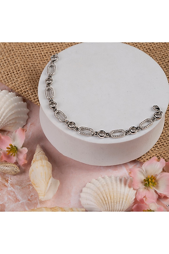 White Finish CZ Bracelet In Sterling Silver by TOUCH925 at Pernia's Pop Up Shop