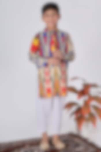 Multi-Colored Cotton Floral Printed Kurta Set For Boys by THE COTTON STAPLE at Pernia's Pop Up Shop