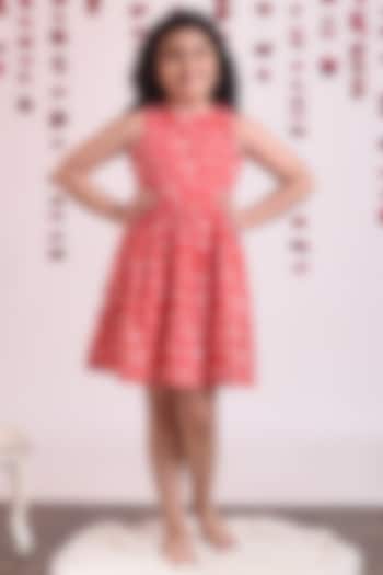 Fiery Red Fish Printed Dress For Girls by THE COTTON STAPLE at Pernia's Pop Up Shop