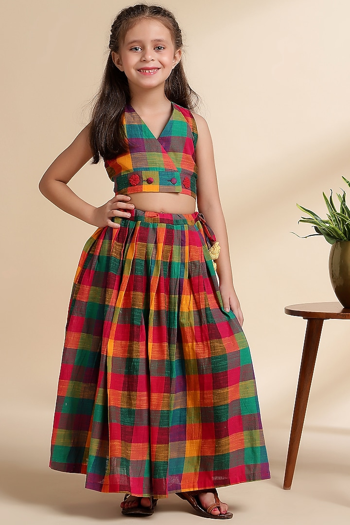 Multi-Colored Cotton Skirt Set For Girls by THE COTTON STAPLE at Pernia's Pop Up Shop
