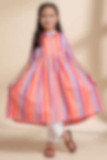 Multi-Colored Cotton Embroidered Cape Set For Girls by THE COTTON STAPLE at Pernia's Pop Up Shop