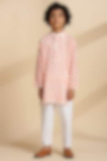 Chrome-Colored Cotton Kurta Set For Boys by THE COTTON STAPLE at Pernia's Pop Up Shop