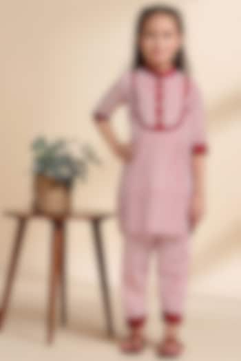 Maroon Cotton Printed Kurta Set For Girls by THE COTTON STAPLE at Pernia's Pop Up Shop
