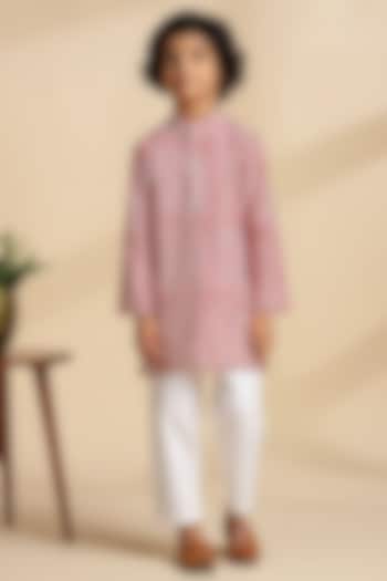 Maroon Cotton Printed Kurta Set For Boys by THE COTTON STAPLE at Pernia's Pop Up Shop