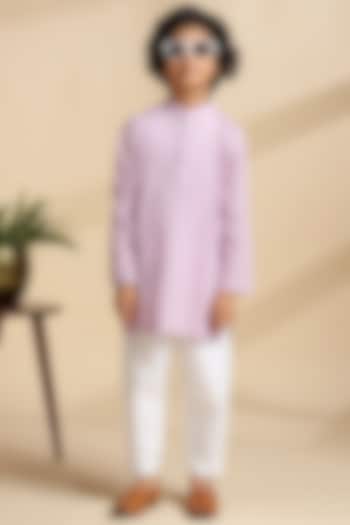 Lavender Cotton Kurta Set For Boys by THE COTTON STAPLE at Pernia's Pop Up Shop