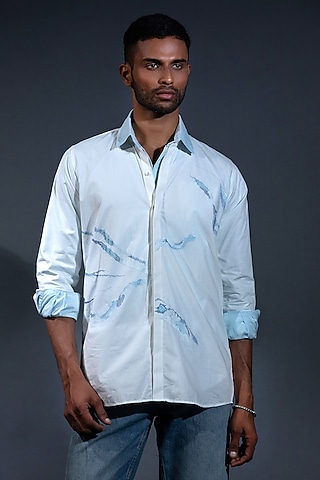 White Egyptian Giza Cotton Hand Embroidered Shirt by The Culture