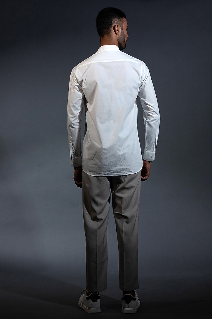 White Egyptian Giza Cotton Thread Embroidered Summer Shirt by The Culture at Pernia's Pop Up Shop
