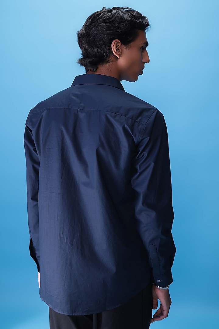 Blue Egyptian Giza Cotton Embroidered Summer Shirt by The Culture at Pernia's Pop Up Shop