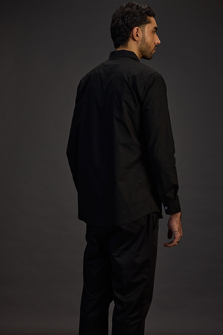Black Egyptian Giza Cotton Embroidered Summer Shirt by The Culture at Pernia's Pop Up Shop