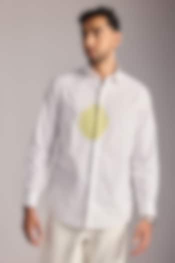 Off-White Egyptian Giza Cotton Applique Embroidered Shirt by The Culture