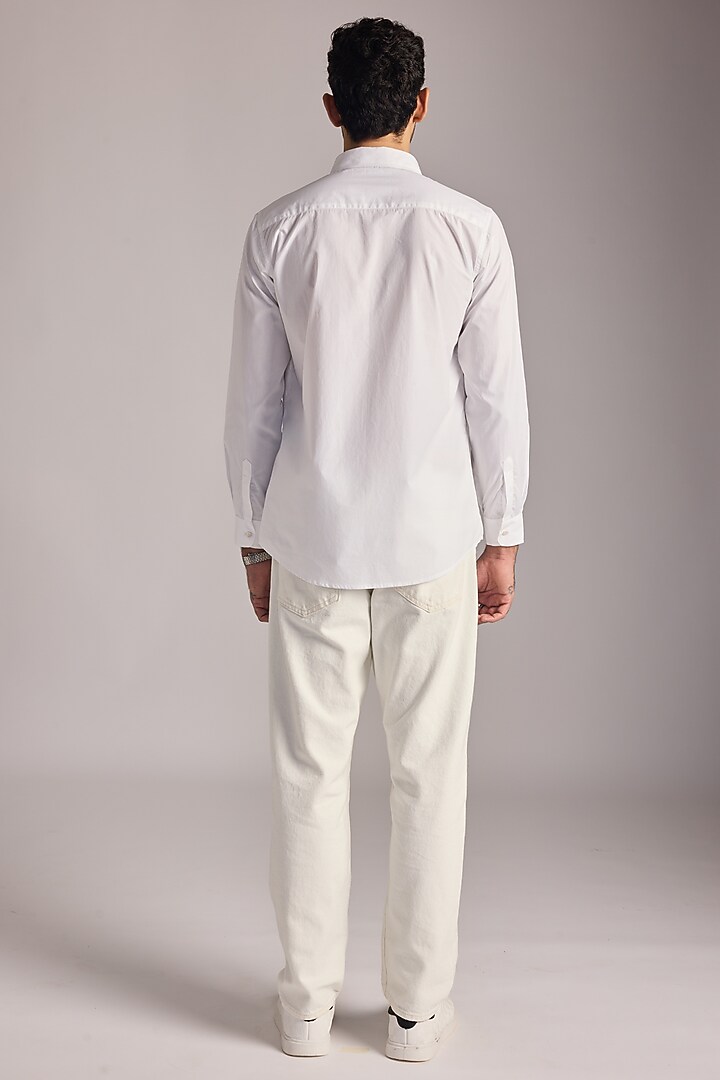 Off-White Egyptian Giza Cotton Applique Embroidered Summer Shirt by The Culture at Pernia's Pop Up Shop