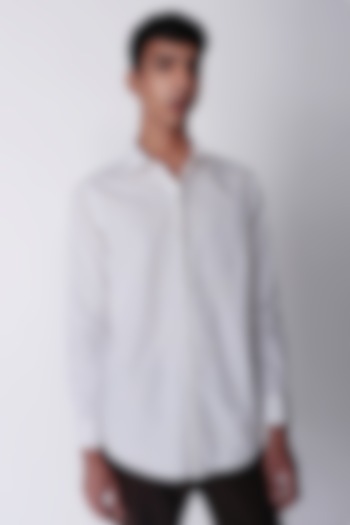 Off-White Egyptian Giza Cotton Floral Embroidered Shirt by The Culture
