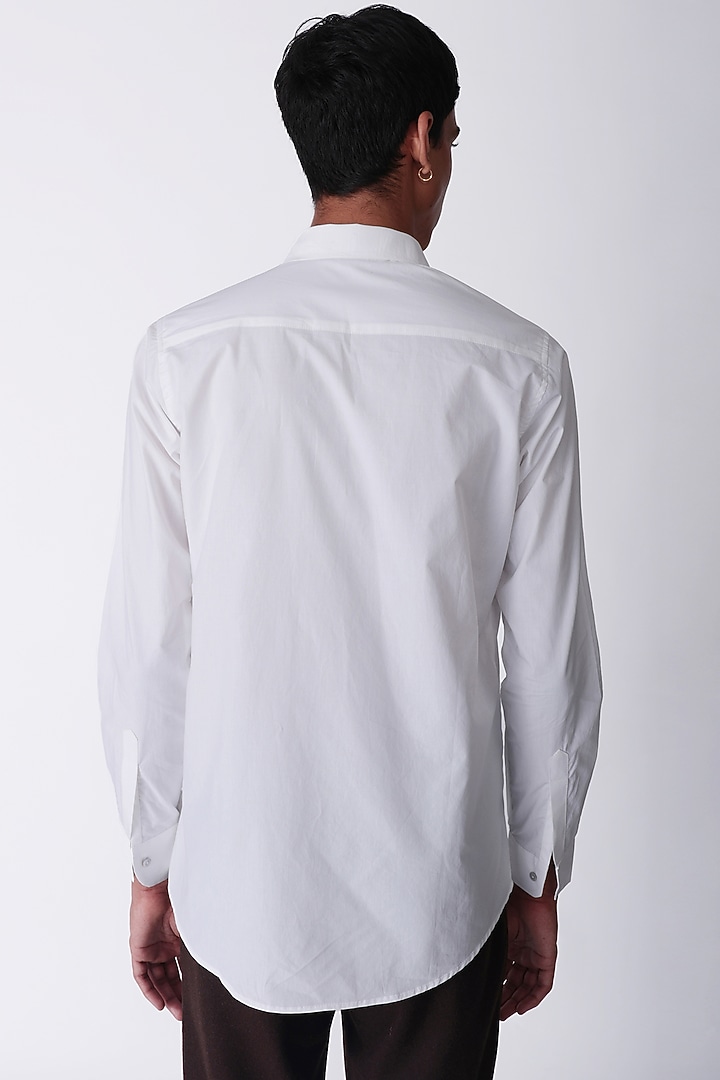 Off-White Egyptian Giza Cotton Floral Embroidered Summer Shirt by The Culture at Pernia's Pop Up Shop