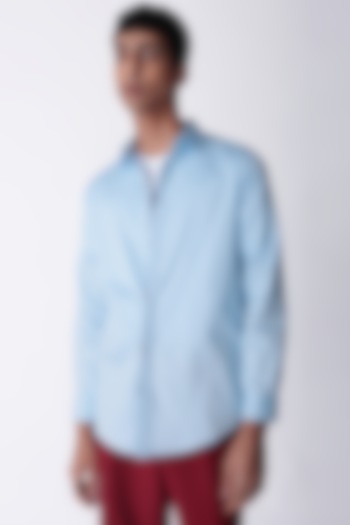 Blue Egyptian Giza Cotton Printed & Patchwork Shirt by The Culture