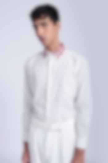 Off-White Egyptian Giza Cotton Applique Embroidered Shirt by The Culture