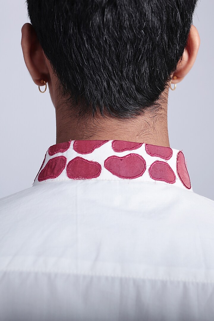 Off-White Egyptian Giza Cotton Applique Embroidered Summer Shirt by The Culture at Pernia's Pop Up Shop