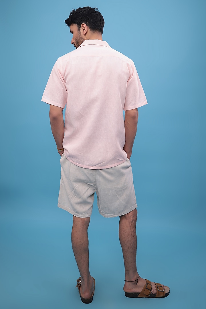Pink Cotton & Linen Floral Embroidered Summer Shirt by The Culture at Pernia's Pop Up Shop