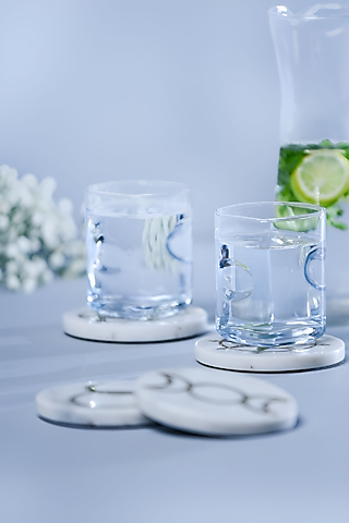 White Opulence Marble Coasters (Set of 2) by Cosy Dwellings