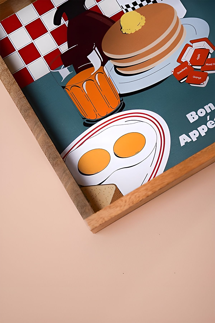 Multi-Coloured Bon-Appetit Wooden Serving Tray by Cosy Dwellings at Pernia's Pop Up Shop