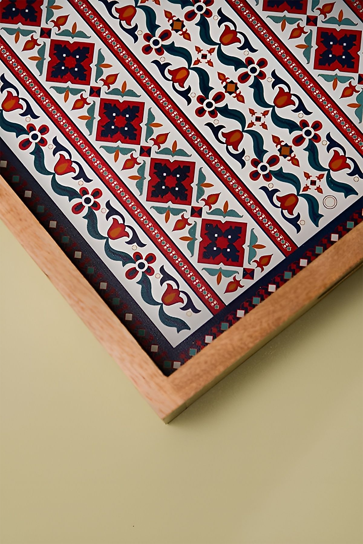 Multi-Coloured Indie Motif Wooden Serving Tray by Cosy Dwellings at Pernia's Pop Up Shop