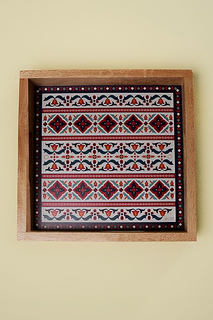Multi-Coloured Indie Motif Wooden Serving Tray by Cosy Dwellings at Pernia's Pop Up Shop
