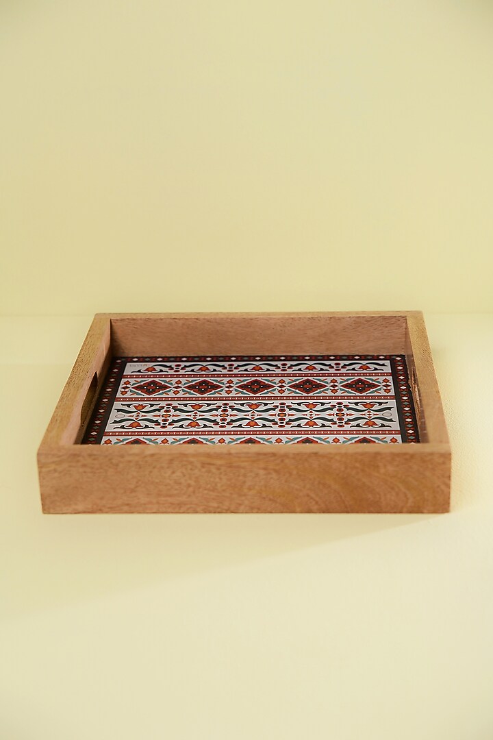 Multi-Coloured Indie Motif Wooden Serving Tray by Cosy Dwellings at Pernia's Pop Up Shop