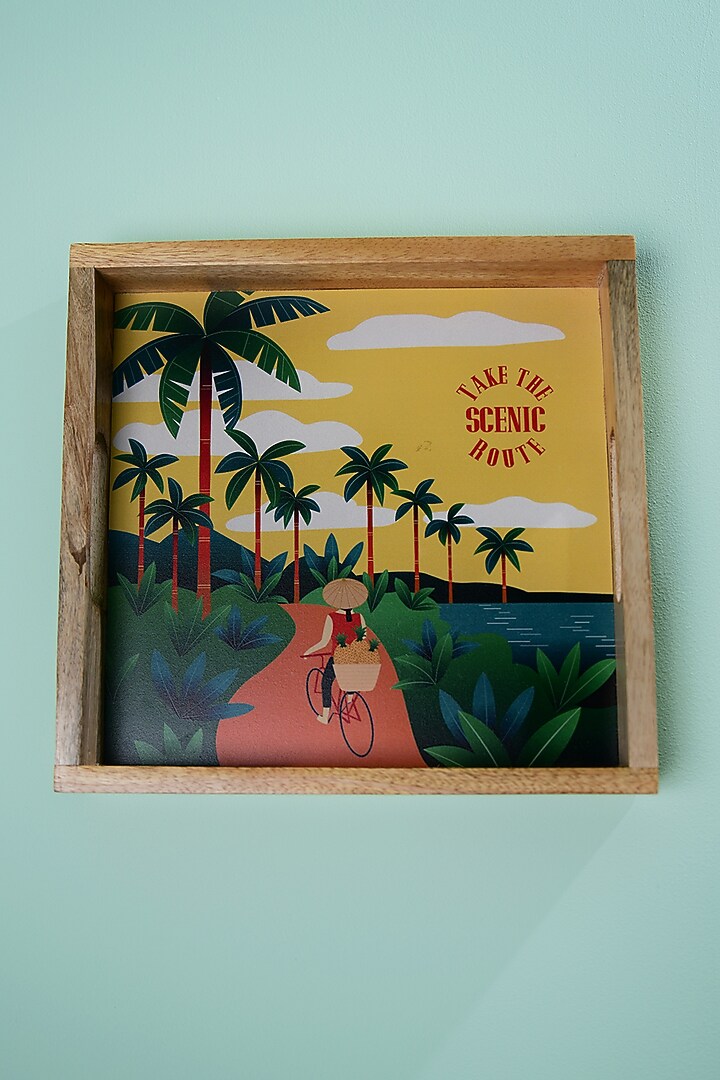 Multi-Coloured Scenic Route Wooden Serving Tray by Cosy Dwellings at Pernia's Pop Up Shop