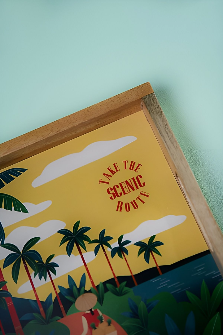 Multi-Coloured Scenic Route Wooden Serving Tray by Cosy Dwellings at Pernia's Pop Up Shop