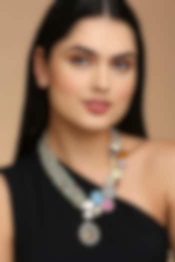 Gold Finish Semi Precious Stone Necklace by Tad Accessories at Pernia's Pop Up Shop