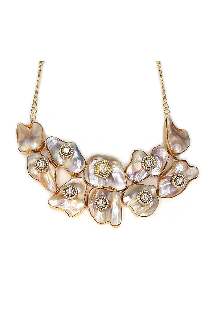 Gold Finish Pearl Necklace by Tad Accessories at Pernia's Pop Up Shop