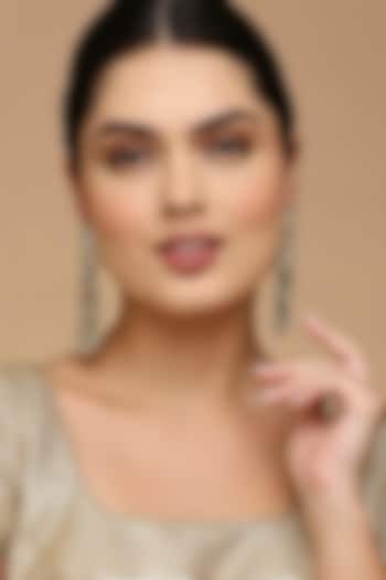 Gold Finish Kundan Polki Chandbali Earrings by Tad Accessories at Pernia's Pop Up Shop
