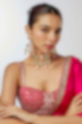 Gold Finish Kundan Polki & Semi-Precious Stone Choker Necklace Set by Tad Accessories at Pernia's Pop Up Shop