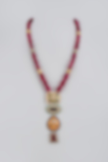 Gold Finish Semi-Precious Stone Necklace by Tad Accessories at Pernia's Pop Up Shop