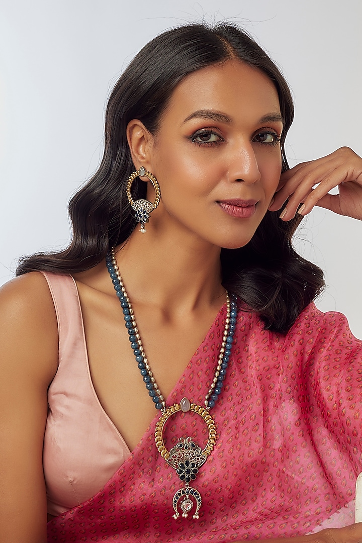 Two-Tone Finish Kundan Polki & Synthetic Stone Necklace by Tad Accessories