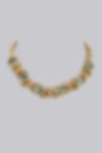 Gold Finish Semi-Precious Stone Necklace by Tad Accessories