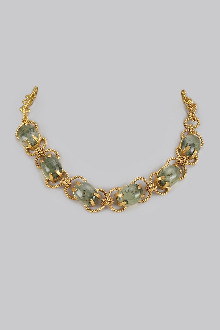Gold Finish Semi-Precious Stone Necklace by Tad Accessories