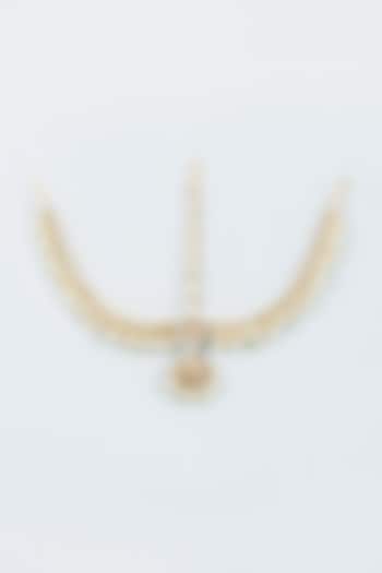 Gold Finish Faux Pearl Matha Patti by Tad Accessories at Pernia's Pop Up Shop