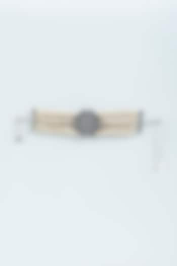 Black Rhodium Finish Beaded Bracelet by Tad Accessories