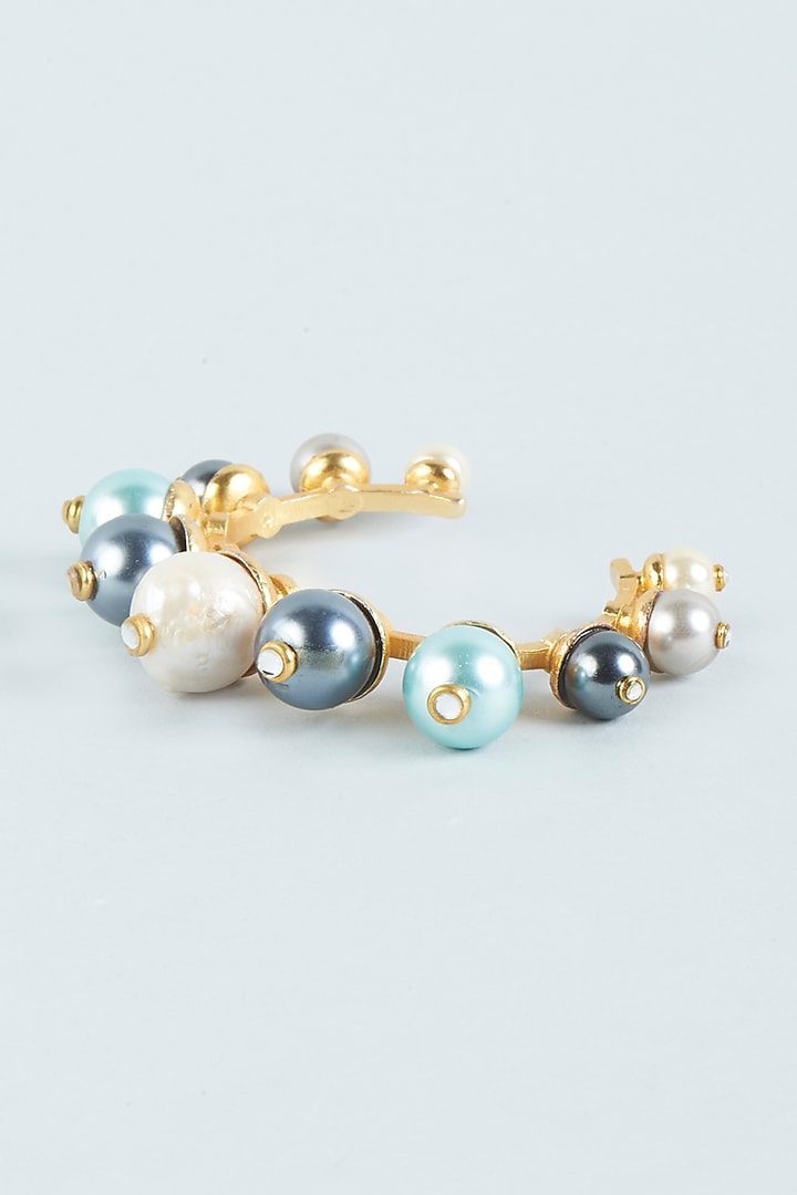 Gold Finish Pearl Cuff by Tad Accessories