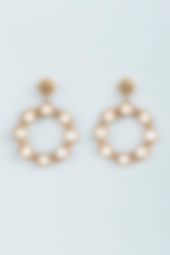 Gold Finish Freshwater Pearl Earrings by Tad Accessories