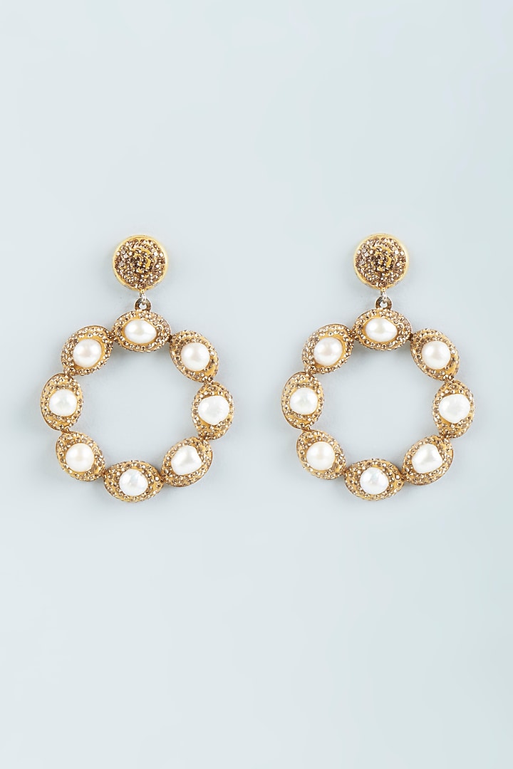 Gold Finish Freshwater Pearl Earrings by Tad Accessories at Pernia's Pop Up Shop