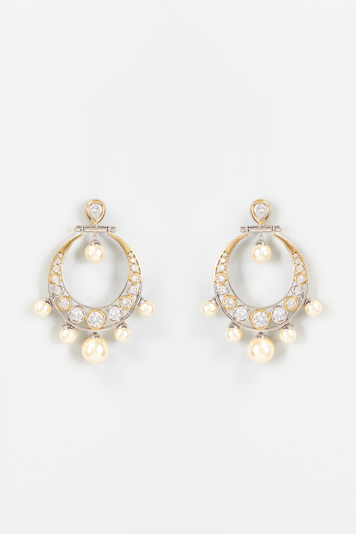 Two-Tone Finish CZ Stone Dangler Earrings by Tad Accessories