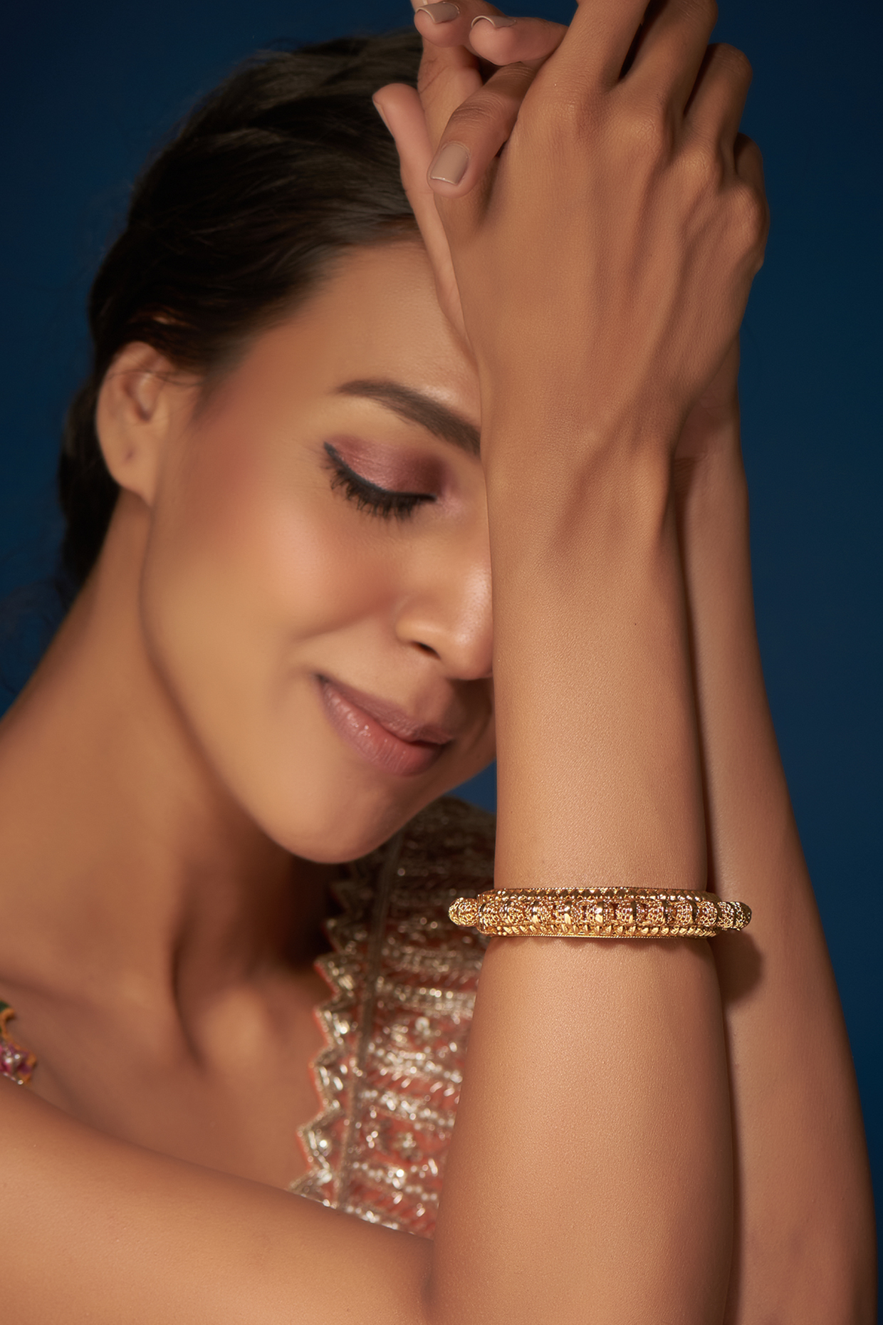 Gold Finish Brass Bangle by Tad Accessories at Pernia's Pop Up Shop