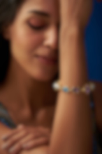 Gold Finish Swarovski Stone Bracelet by Tad Accessories at Pernia's Pop Up Shop