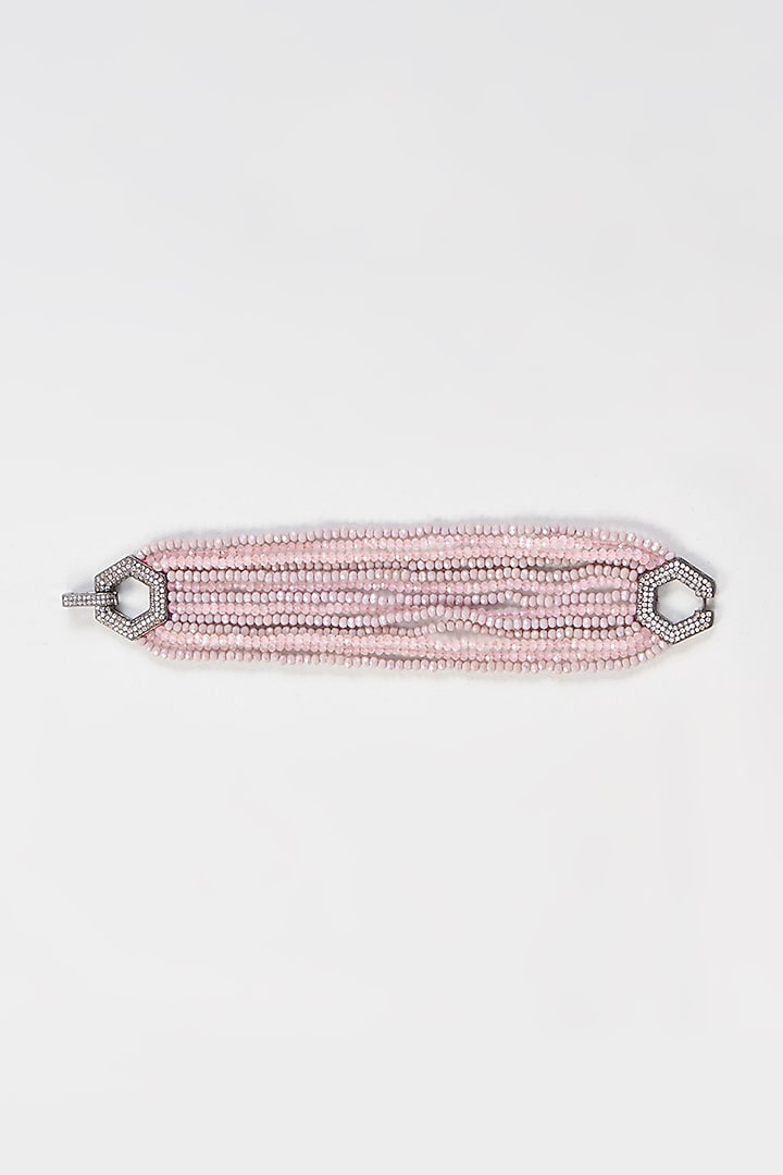 Black Rhodium Finish Crystal Beaded Bracelet by Tad Accessories at Pernia's Pop Up Shop
