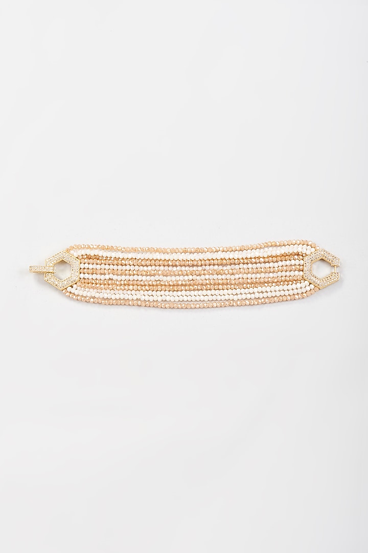 Gold Finish Crystal Beaded Bracelet by Tad Accessories at Pernia's Pop Up Shop
