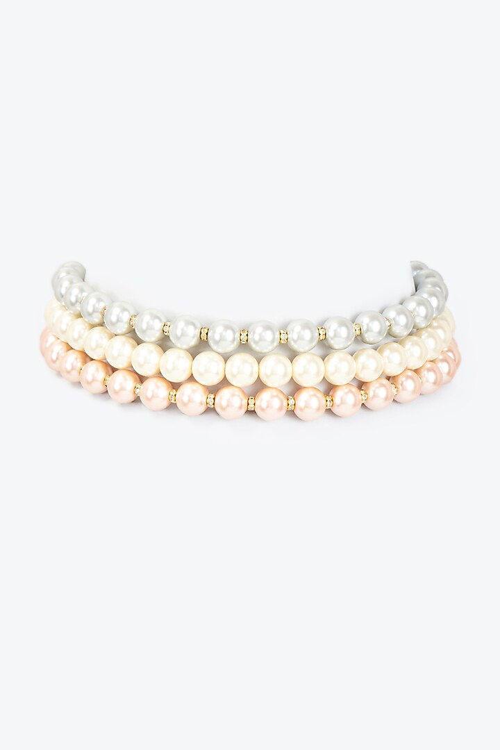 Gold Finish Shell Pearl Choker Necklace by Tad Accessories at Pernia's Pop Up Shop