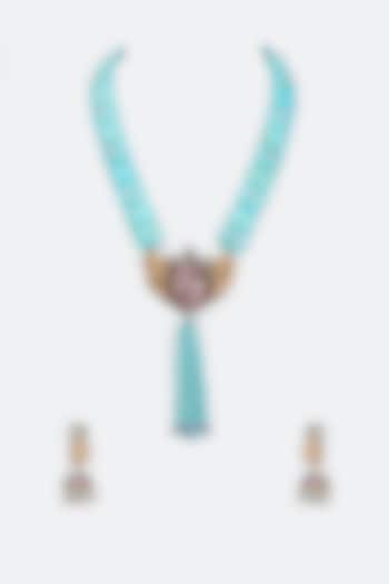 Two Tone Finish Imitation Polki Necklace Set by Tad Accessories at Pernia's Pop Up Shop