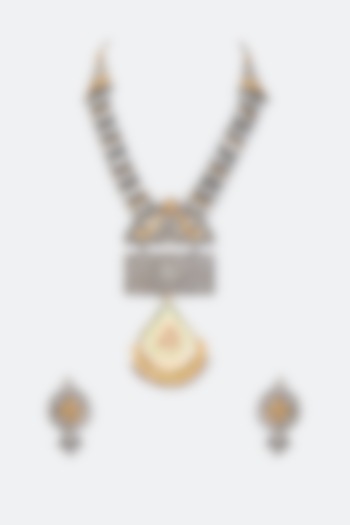 Two Tone Finish Imitation Polki Necklace Set by Tad Accessories at Pernia's Pop Up Shop