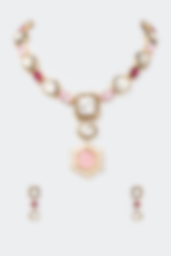 Two Tone Finish Swarovski Stone Necklace Set by Tad Accessories at Pernia's Pop Up Shop